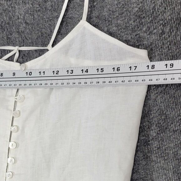 Myrah Penaloza Romper Womens OS White 100% Linen Sleeveless Pleated Playsuit - Picture 6 of 13